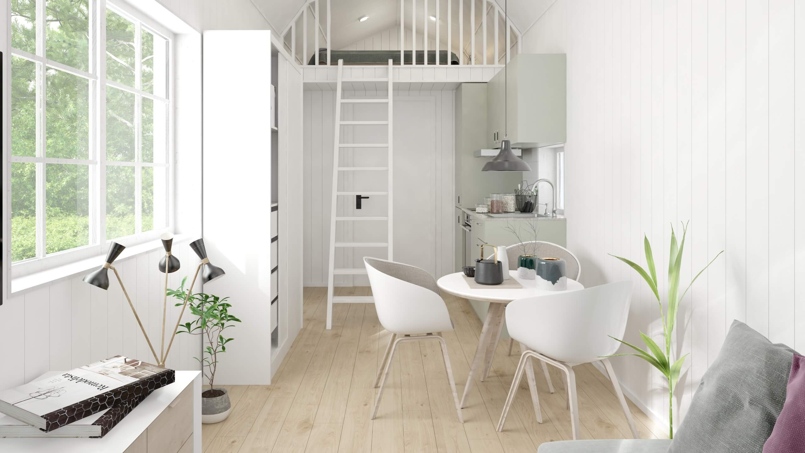 Attefallshus Mansard 25.1 allrum inredning
