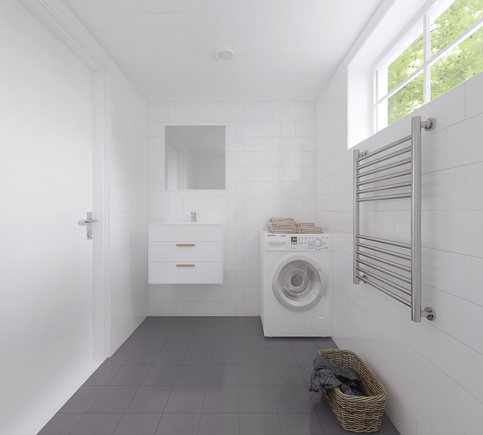 Attefallshus Mansard 25.1 ljust, kaklat badrum