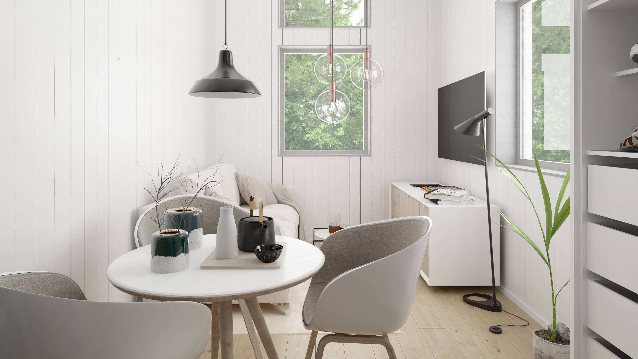 Attefallshus Rak 25.1 matplats med 3 sittplatser