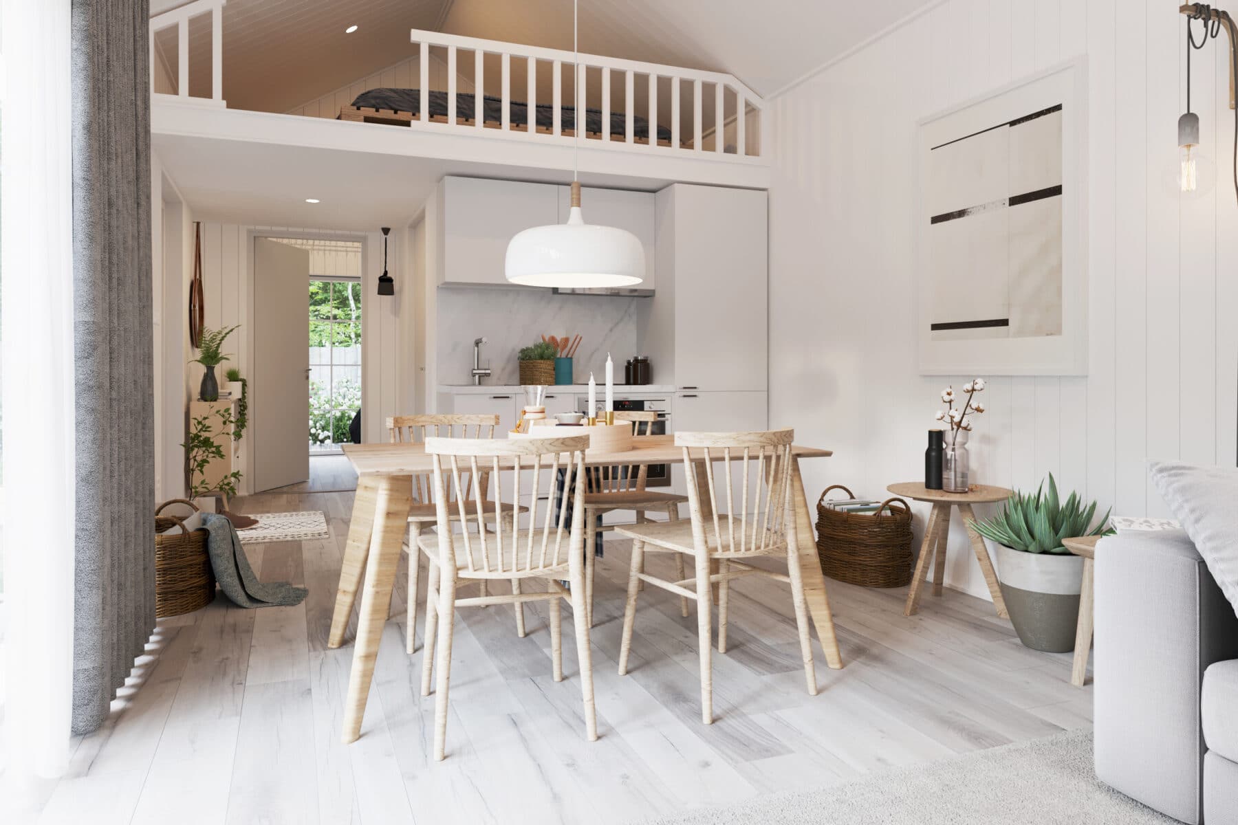 Matplats med 4 sittplatser i fritidshus med klassiskt tak