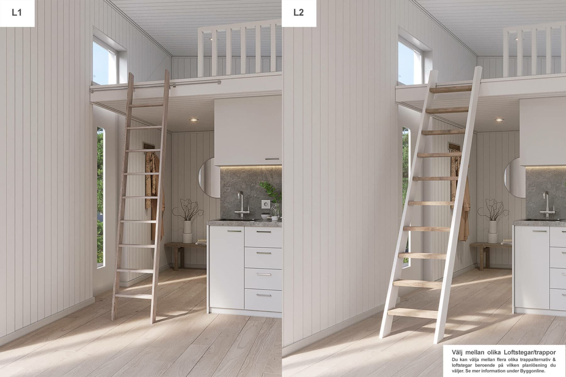 Loftstegar från 1-serien i nyckelfärdiga attefallshus från Husverket